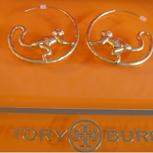 NEW RARE Tory Burch Monkey 16K Gold Earrings